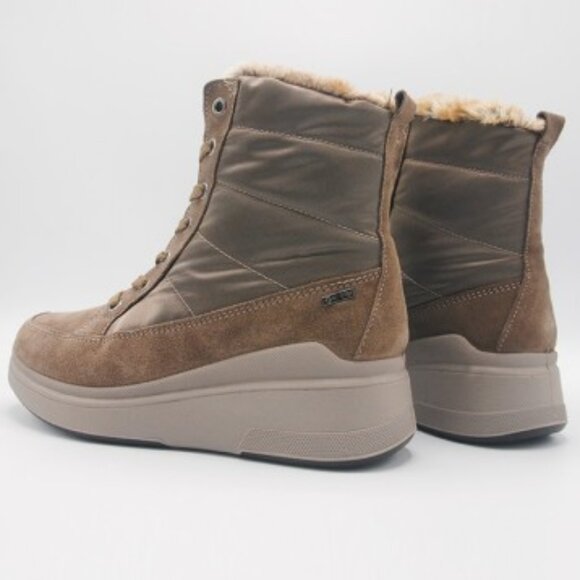 NEW IGI&CO Made In Italy Women's Suede Laced Up  mud wedge Booties taupe  462mn - Picture 2 of 8